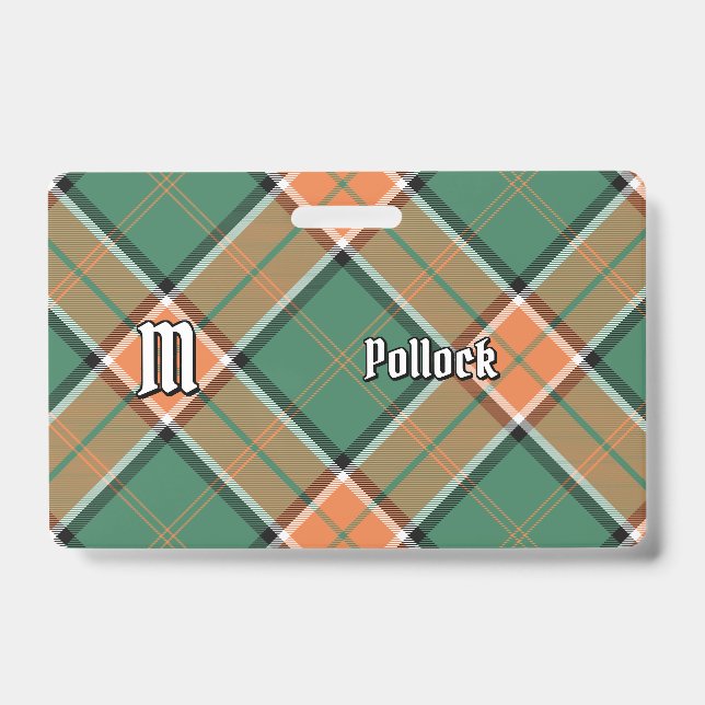 Clan Pollock Tartan Badge ID Badge (Front)