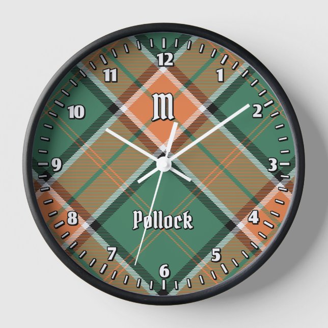 Clan Pollock Tartan Large Clock (Front)