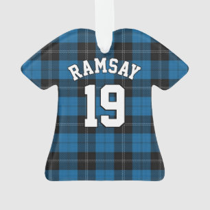 Clan Ramsay Blue and Black Tartan Christmas Jersey Ornament