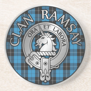 Clan Ramsay Crest & Hunting Tartan Knot Coaster