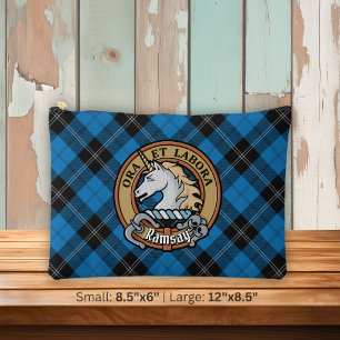 Clan Ramsay Crest over Blue Hunting Tartan Accessory Pouch