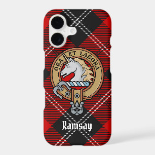 Clan Ramsay Crest over Red Tartan
