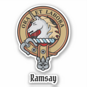 Clan Ramsay Crest over Red Tartan