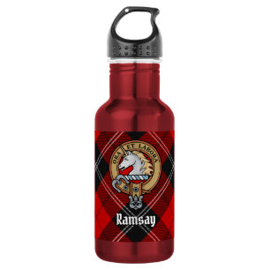 Clan Ramsay Crest over Red Tartan 532 Ml Water Bottle