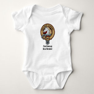 Clan Ramsay Crest over Red Tartan Baby Bodysuit