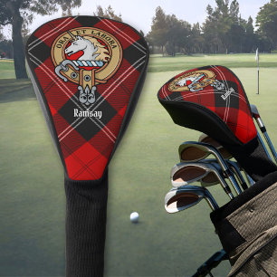 Clan Ramsay Crest over Red Tartan Golf Head Cover