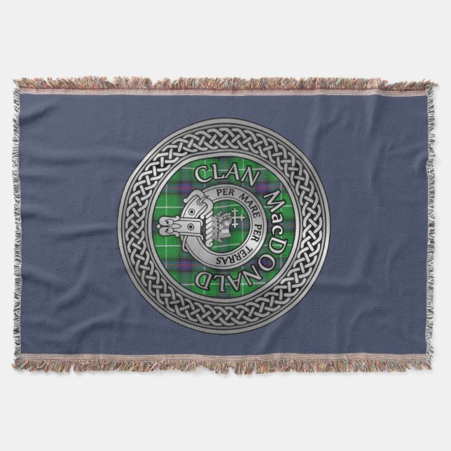Clan Ramsay Crest & Tartan Knot Throw Blanket (Front)