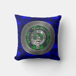 Clan Ramsay Crest & Tartan Knot Throw Pillow