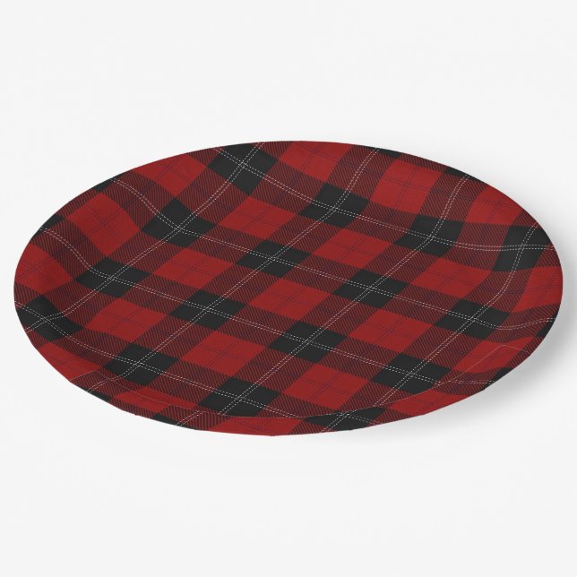 Clan Ramsay Ramsey Red Tartan Paper Plate (Angled)