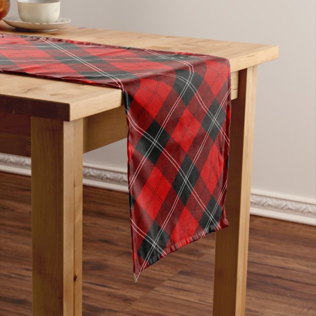 Clan Ramsay Red Tartan Long Table Runner (In Situ)