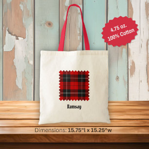 Clan Ramsay Red Tartan Tote Bag