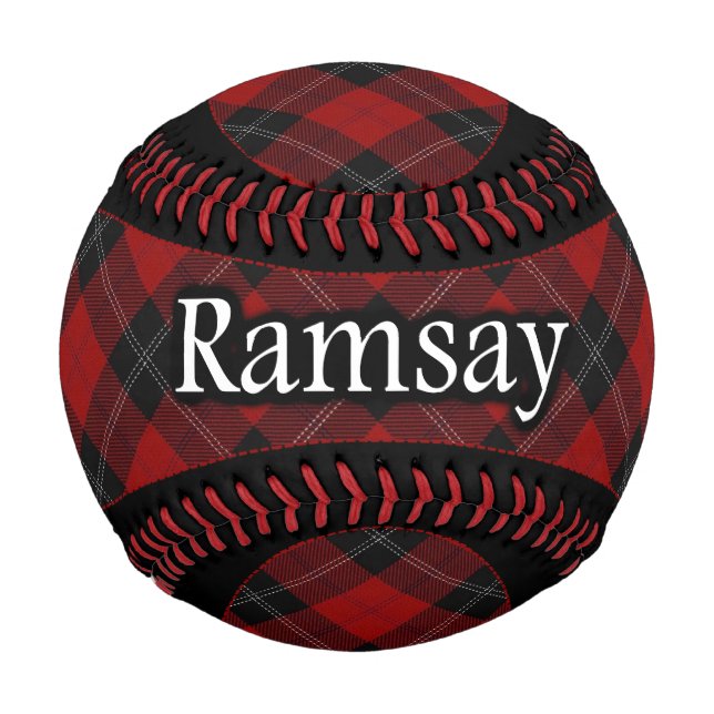Clan Ramsay Scottish Red Tartan Baseball (Front)