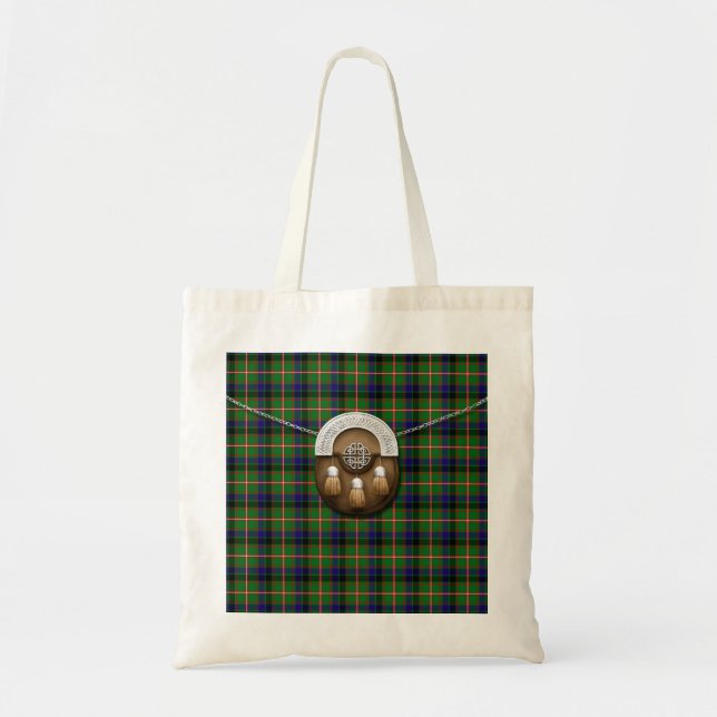 Clan Reid Tartan And Sporran Tote Bag (Front)