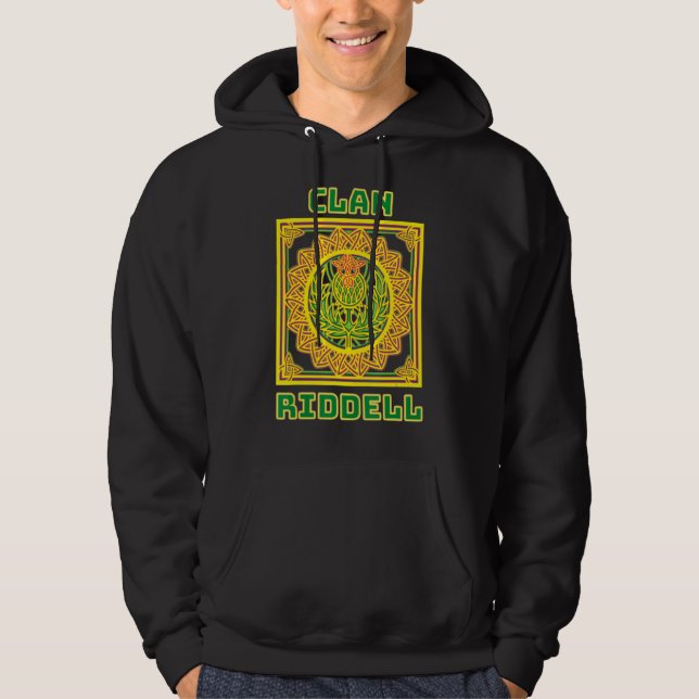 Clan Riddell Scottish Celtic Thistle Hoodie (Front)