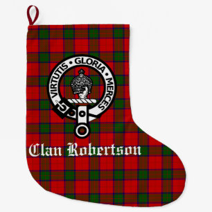 Clan Robertson Crest Badge & Tartan Large Christmas Stocking