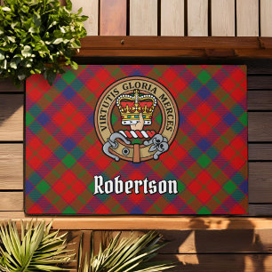 Clan Robertson Crest over Tartan Doormat