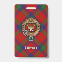 Clan Robertson Crest over Tartan