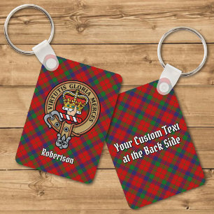 Clan Robertson Crest over Tartan Key Ring