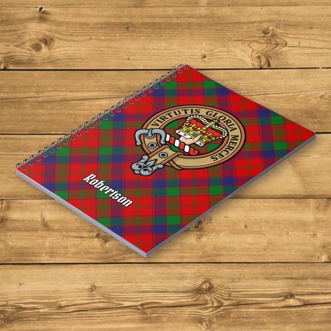 Clan Robertson Crest over Tartan Notebook (Creator Uploaded)
