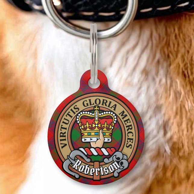 Clan Robertson Crest over Tartan Pet Tag (Creator Uploaded)