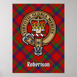 Clan Robertson Crest over Tartan Poster