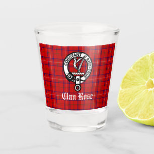 Clan Rose Crest Badge and Tartan  Shot Glass