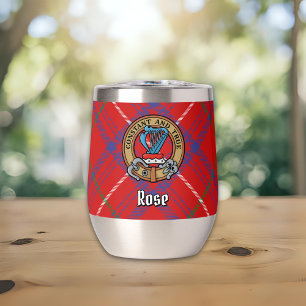 Clan Rose Crest over Tartan