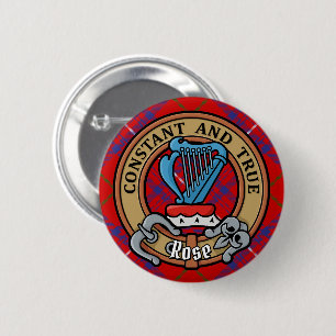 Clan Rose Crest over Tartan 6 Cm Round Badge