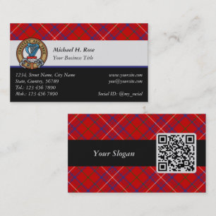 Clan Rose Crest over Tartan Business Card