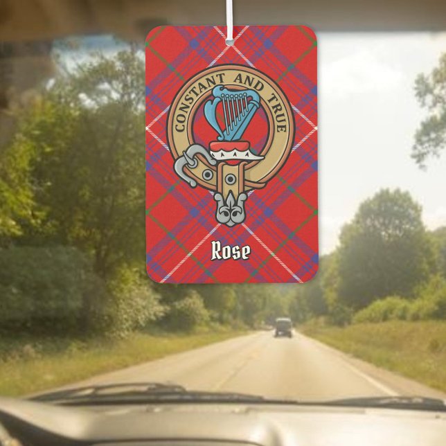 Clan Rose Crest over Tartan Car Air Freshener (Creator Uploaded)