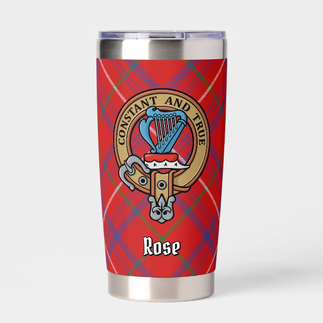 Clan Rose Crest over Tartan Insulated Tumbler (Front)