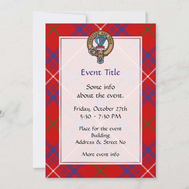 Clan Rose Crest over Tartan Invitation (Front)
