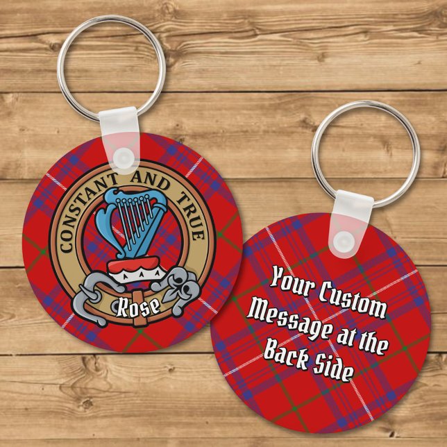 Clan Rose Crest over Tartan Key Ring (Creator Uploaded)