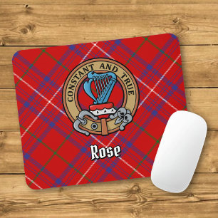 Clan Rose Crest over Tartan Mouse Pad