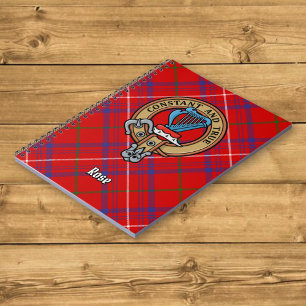 Clan Rose Crest over Tartan Notebook