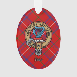 Clan Rose Crest over Tartan Ornament