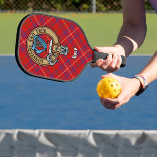 Clan Rose Crest over Tartan Pickleball Paddle