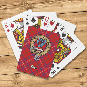 Clan Rose Crest over Tartan Playing Cards