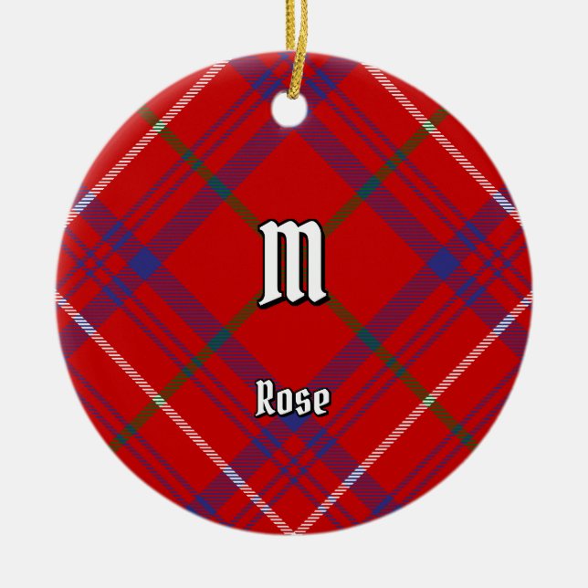 Clan Rose Tartan Ceramic Tree Decoration (Front)