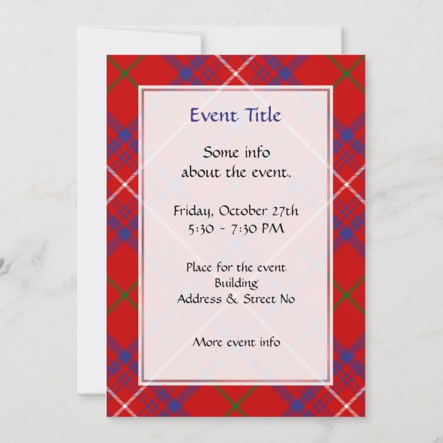 Clan Rose Tartan Invitation (Back)