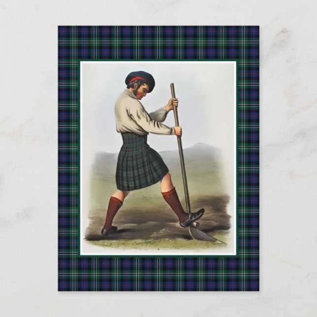 Clan Rose Vintage Illustration Tartan Frame Postcard (Front)