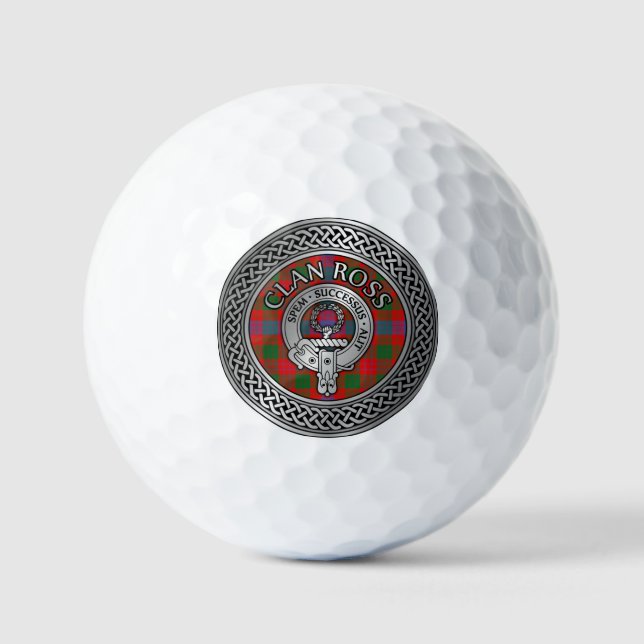 Clan Ross Crest & Tartan Knot Golf Balls (Front)