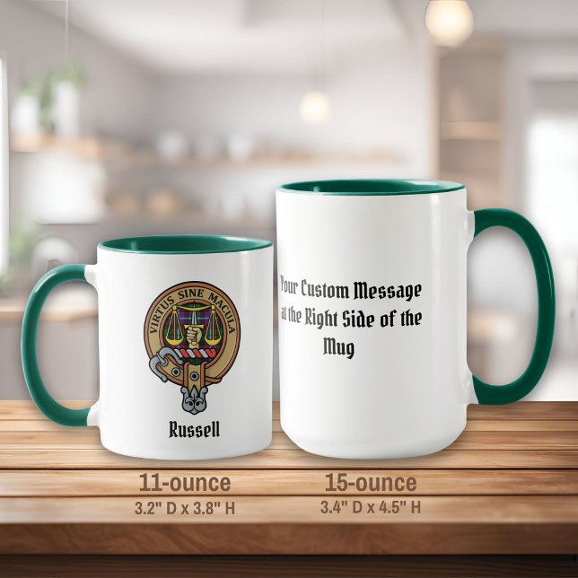 Clan Russell Crest over Tartan Mug (Creator Uploaded)