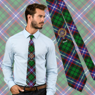 Clan Russell Crest over Tartan Tie