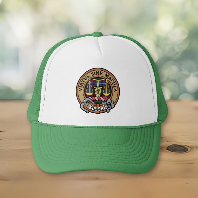 Clan Russell Crest over Tartan Trucker Hat (Creator Uploaded)