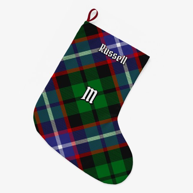 Clan Russell Tartan Large Christmas Stocking (Front (Hanging))