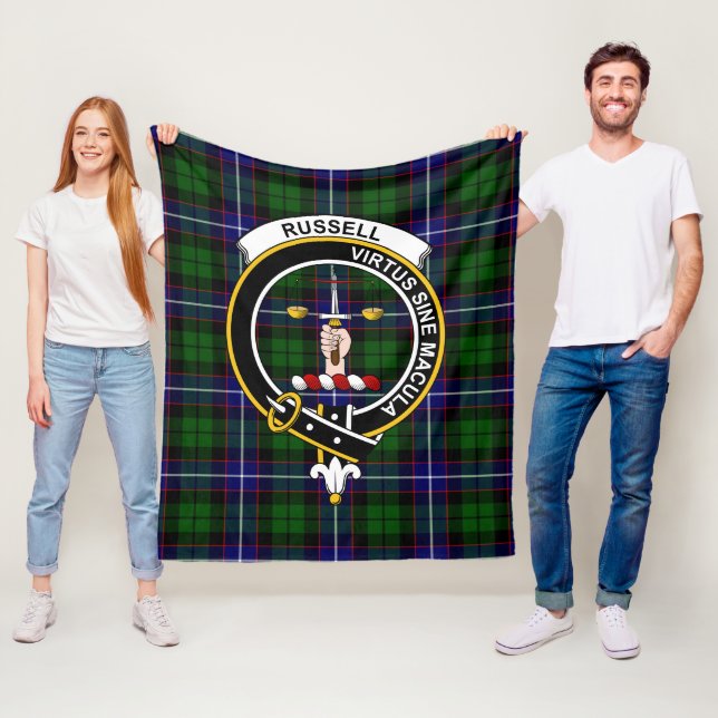 Clan Russell Tartan Plaid Fleece Blanket (In Situ)
