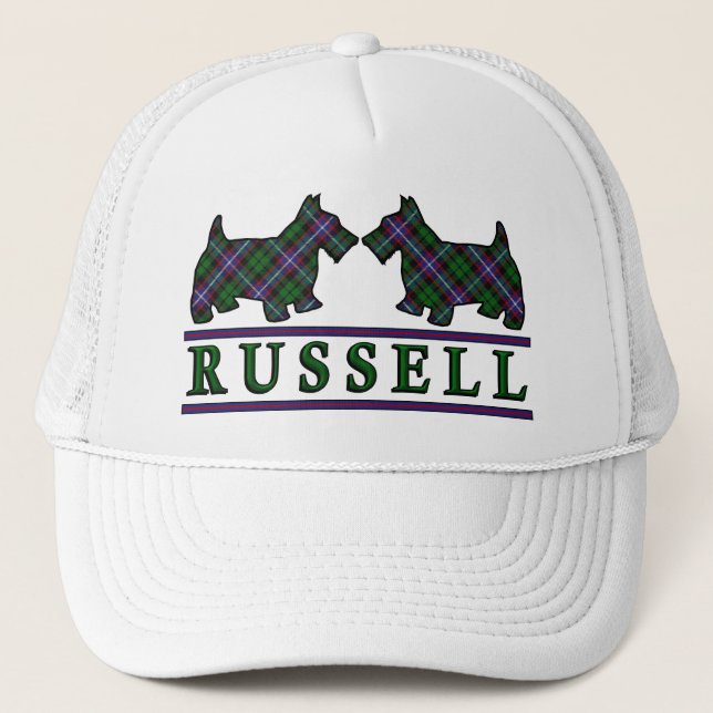 Clan Russell Tartan Scottie Dogs Trucker Hat (Front)