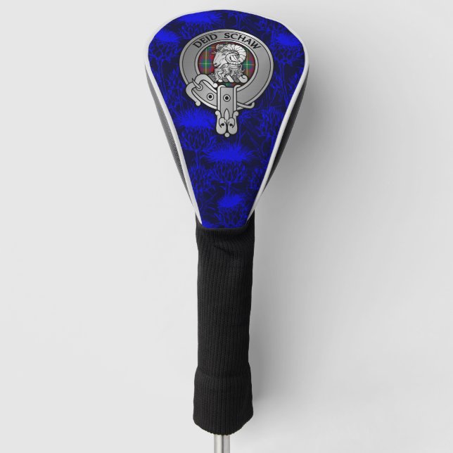 Clan Ruthven Crest & Tartan on Thistle Golf Head Cover (Front)