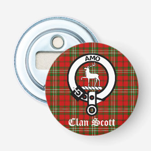 Clan Scott Crest Badge and Tartan Bottle Opener